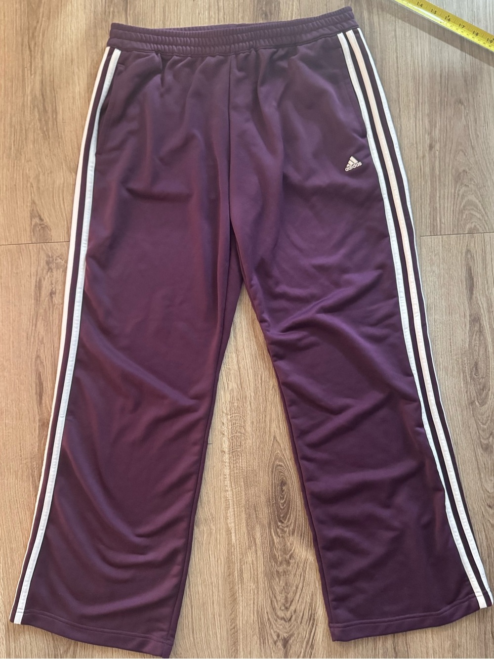 Adidas Purple 3 Stripe Wide Leg Women’s Track Pants Y2K Size L